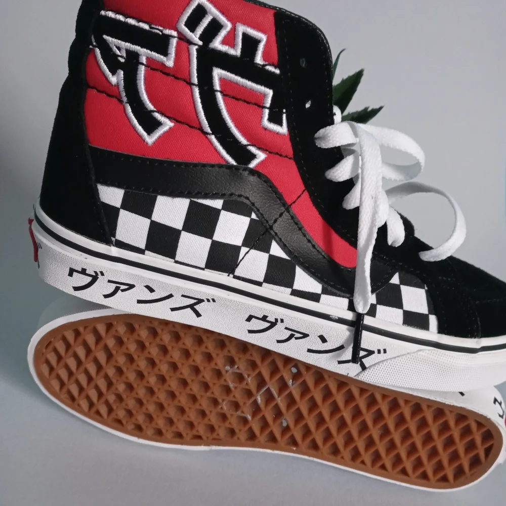 Japanese Vans Sk8-Hi Japan  Type Black Red Checkerboard Men Sz 4.5/ 6 Wome Shoes